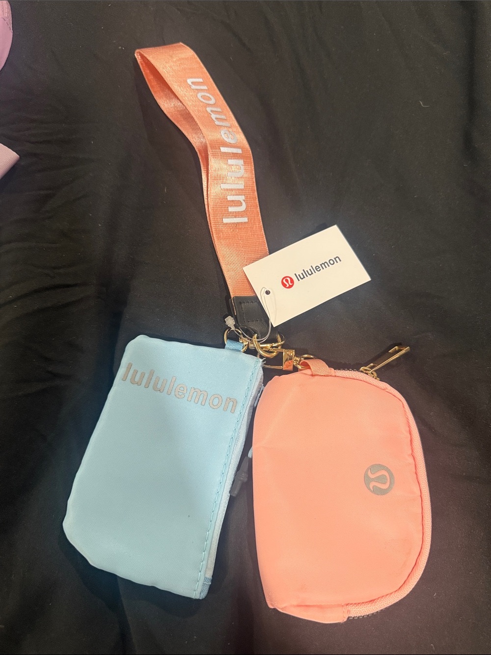 lululemon Blue and Pink Wristlet Pouch Duo w/ Branded Strap (Jack & Jill Inspo)